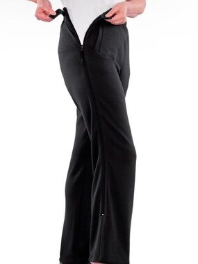 Women's Black Adaptive Long Side Zip,Hook N Loop Fasteners pockets Pants
